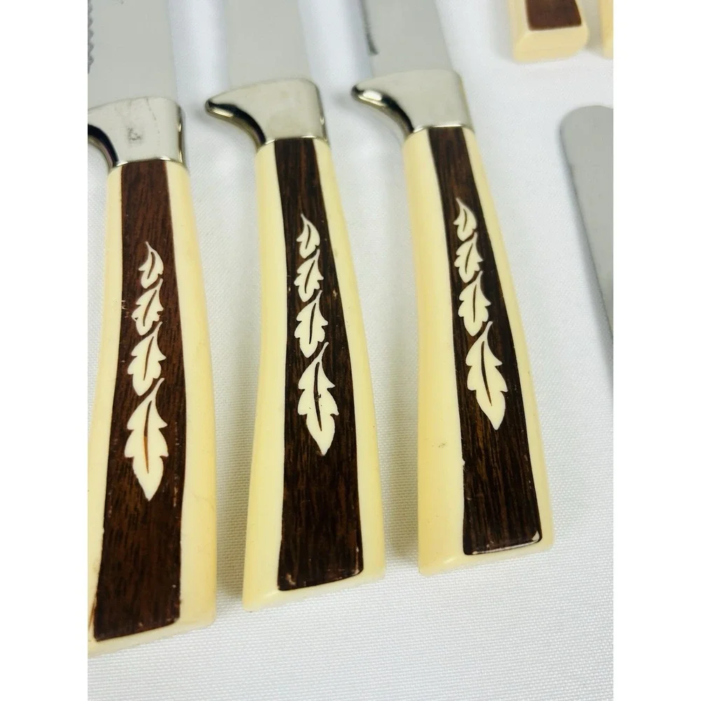 Regent Sheffield Silverware Set Vintage MCM Leaf Pattern 18pc Knives Serving Set